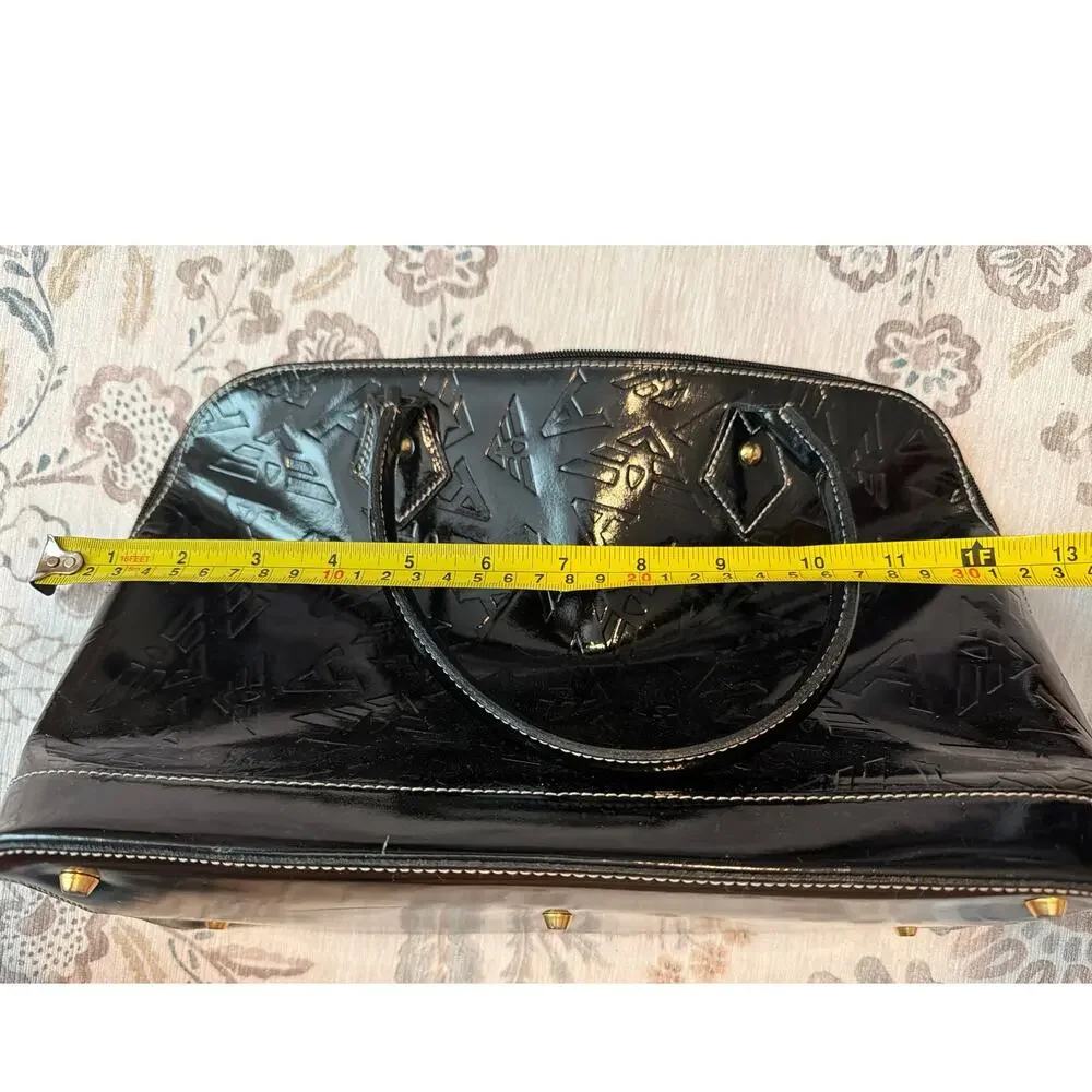 ARCADIA Leather Womens Black Handbag Satchel Bag Made In Italy Classic Chic